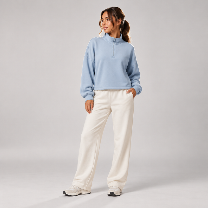 Downtime Half-Zip in Dusty Blue