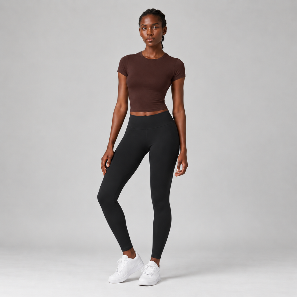Base Layer Fitted Tee in Chocolate