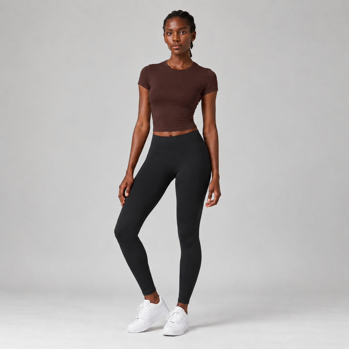 Base Layer Fitted Tee in Chocolate