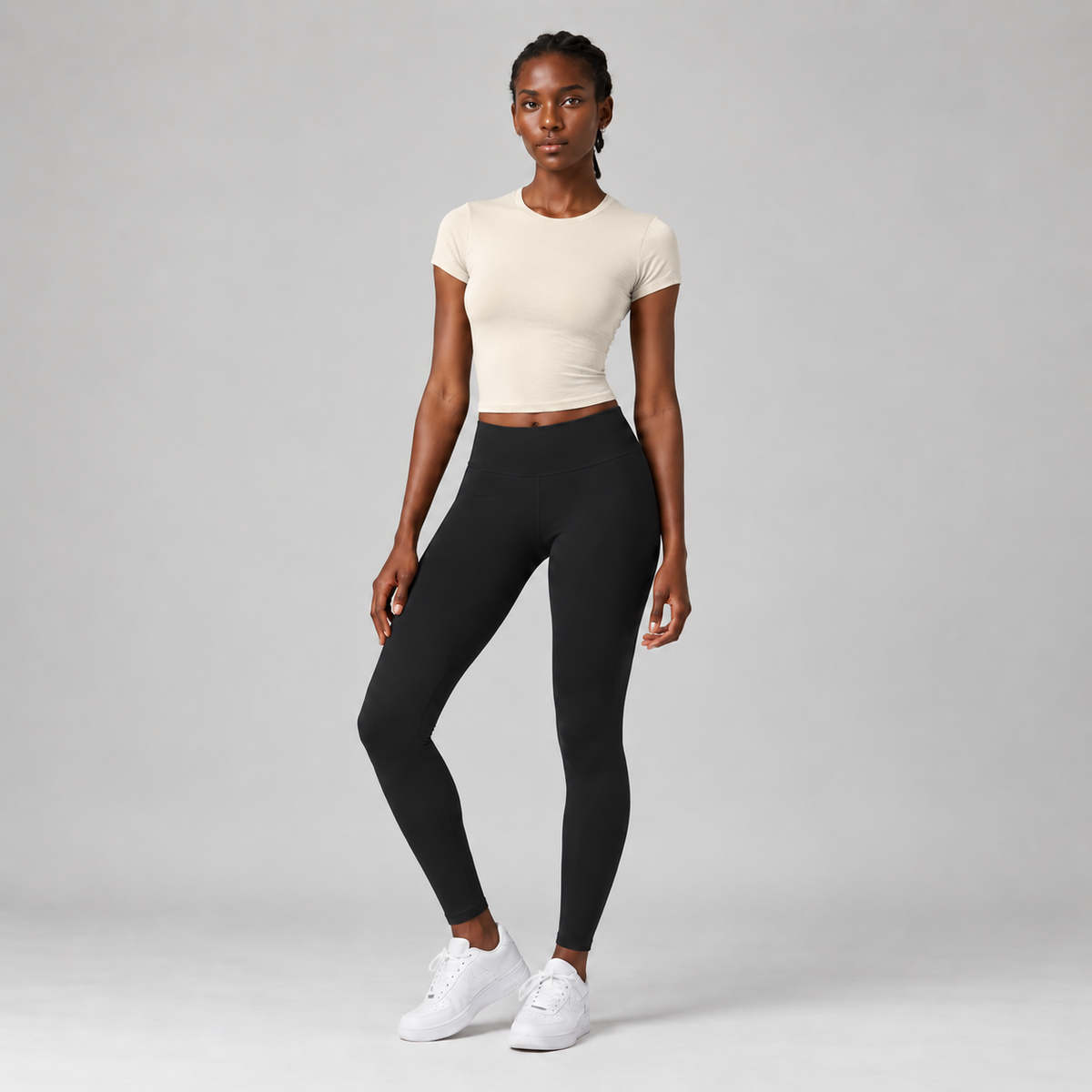 Base Layer Fitted Tee in Cream