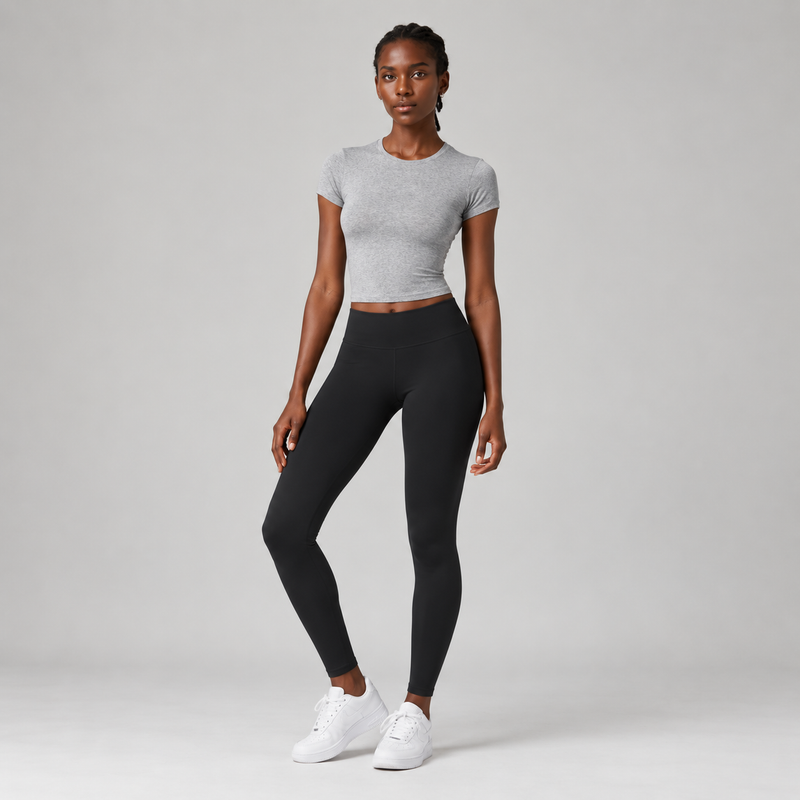 Base Layer Fitted Tee in Grey Marl