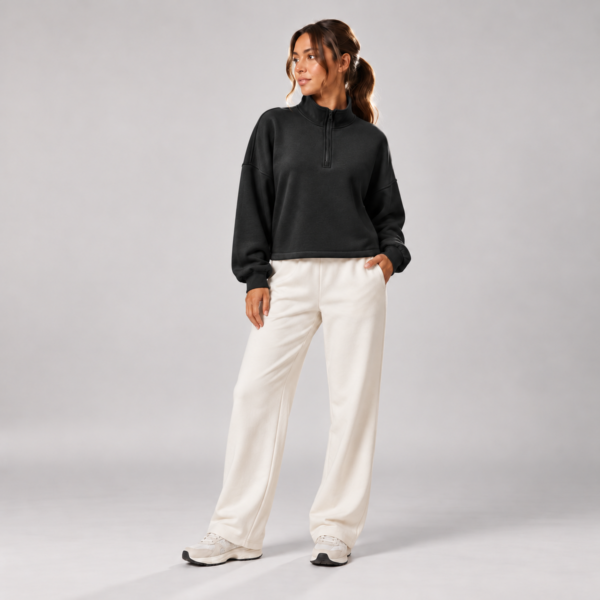 Downtime Half-Zip in Black