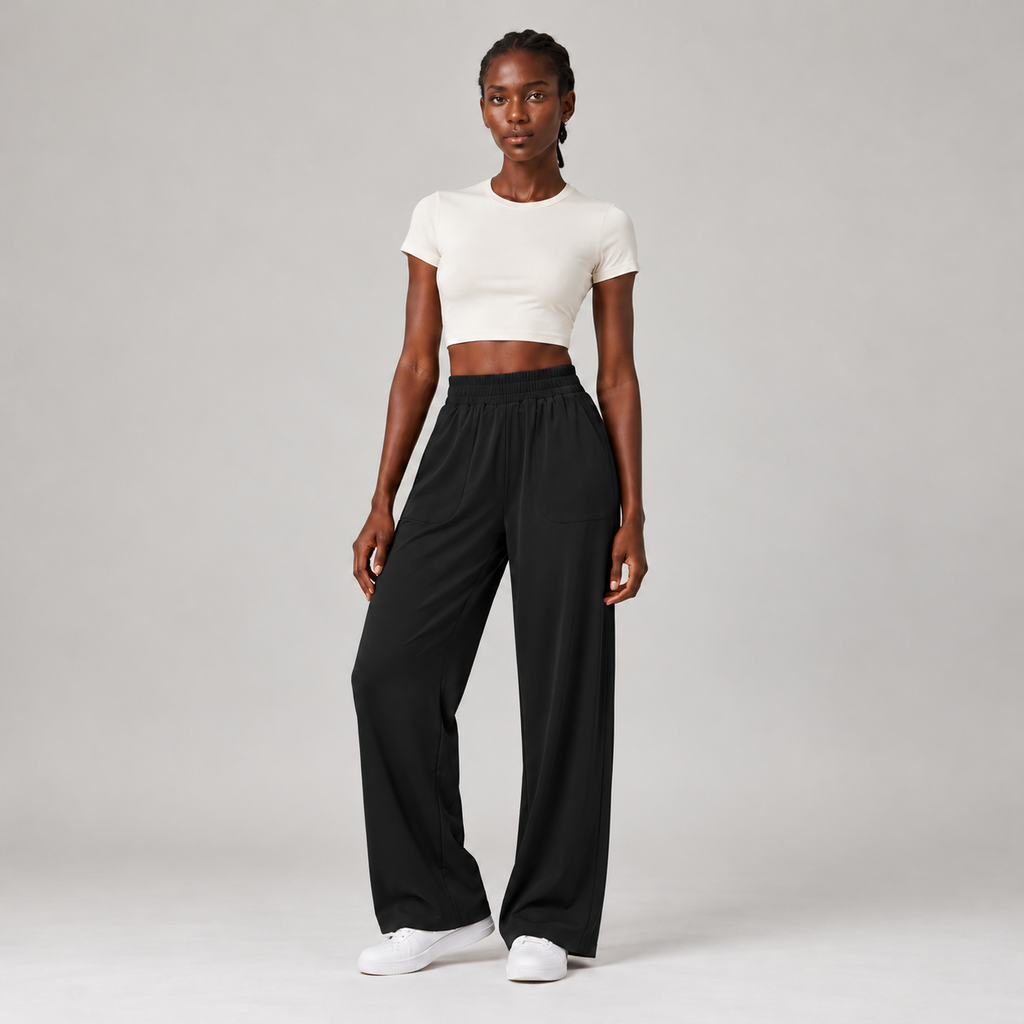 Easyline Wide-Leg Trouser in Black