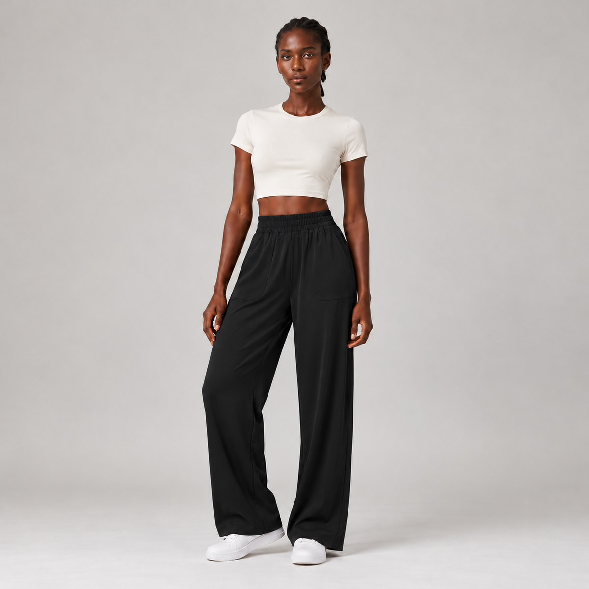 Easyline Wide-Leg Trouser in Black
