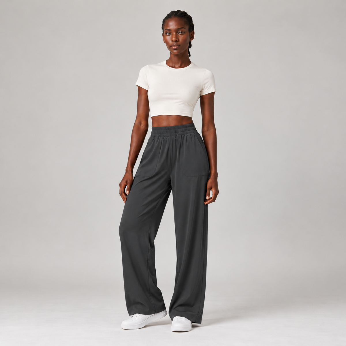 Easyline Wide-Leg Trouser in Graphite