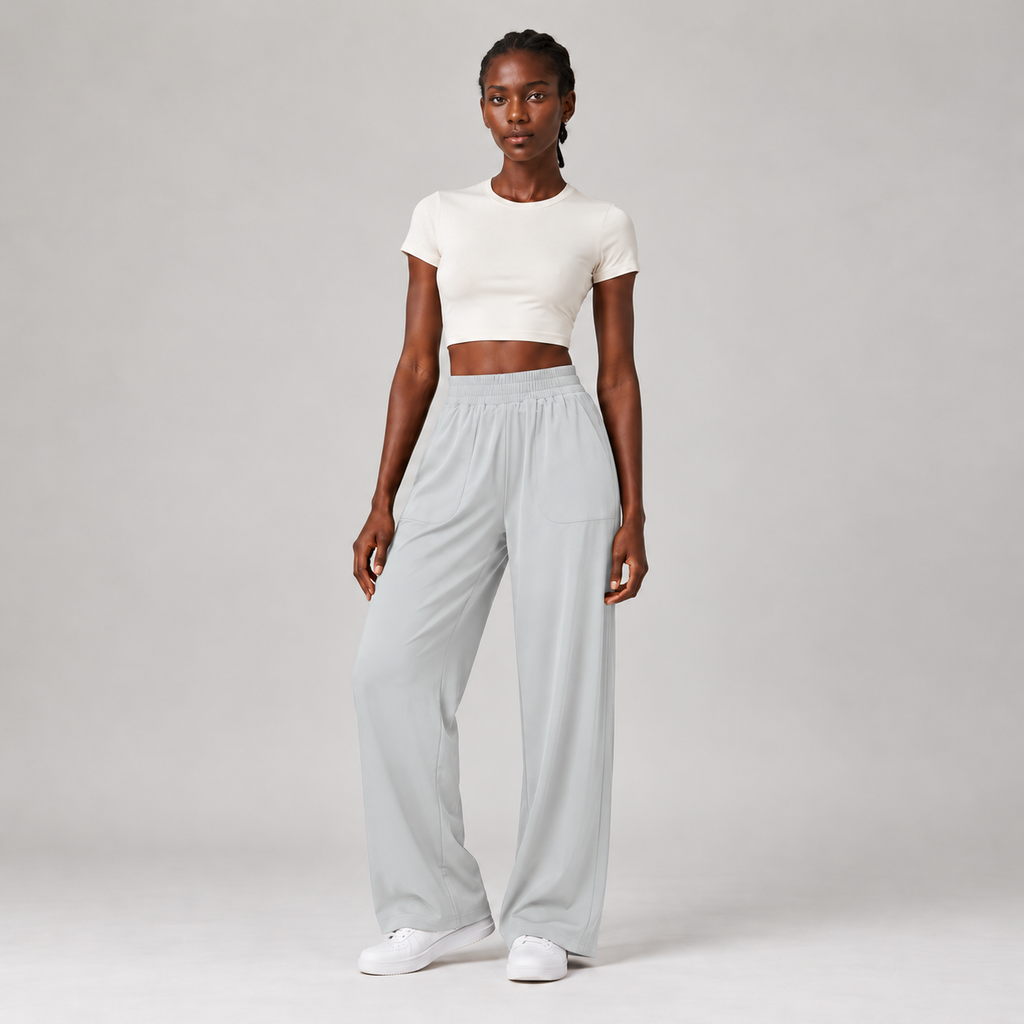 Easyline Wide-Leg Trouser in Steam Grey