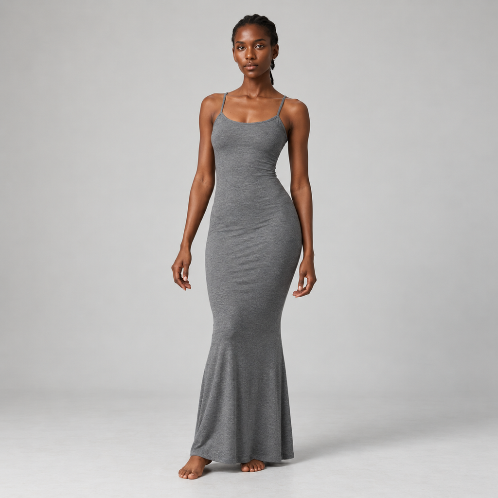 Flute Cami Maxi Dress in Grey Marl