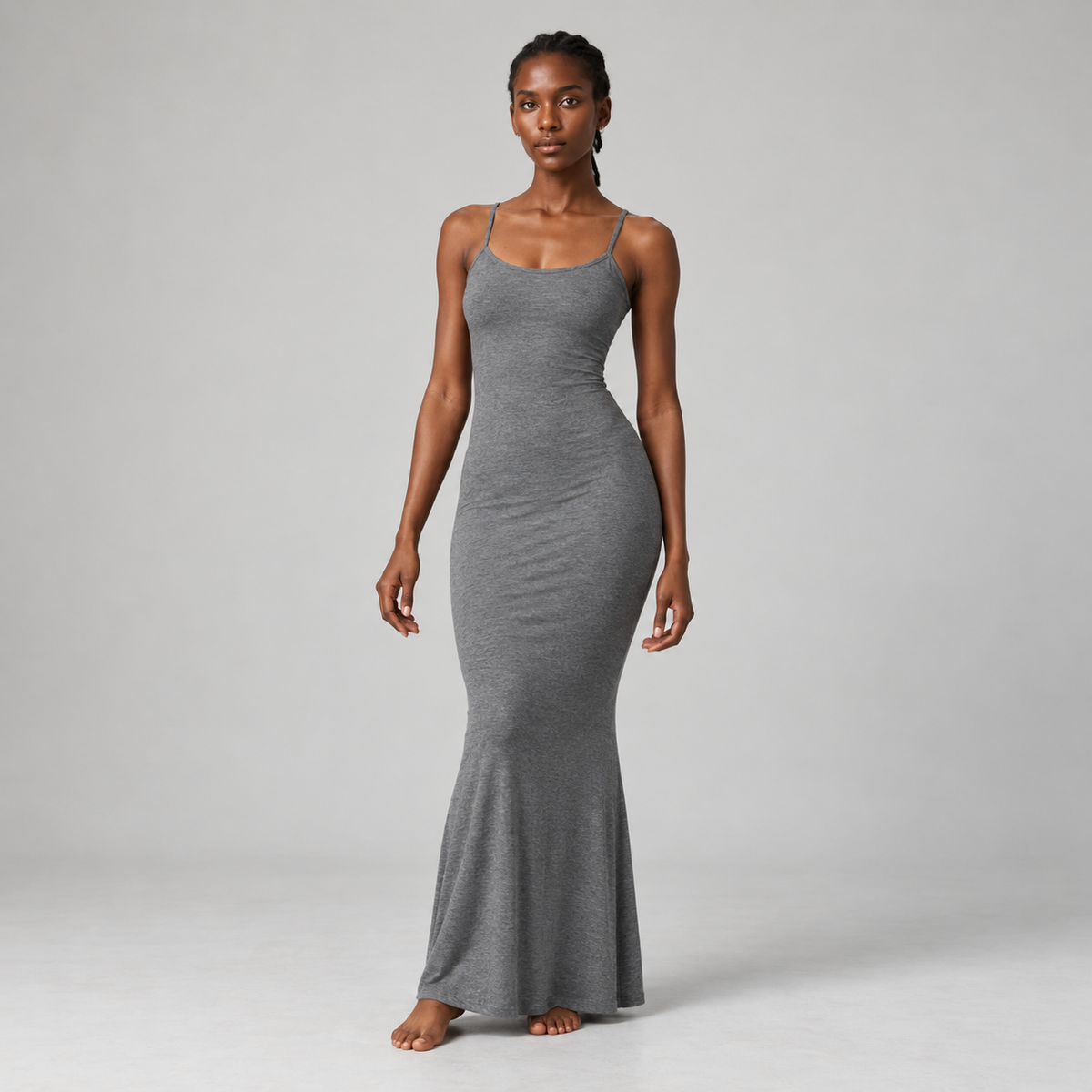 Flute Cami Maxi Dress in Grey Marl