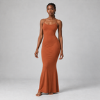 Flute Cami Maxi Dress in Rust