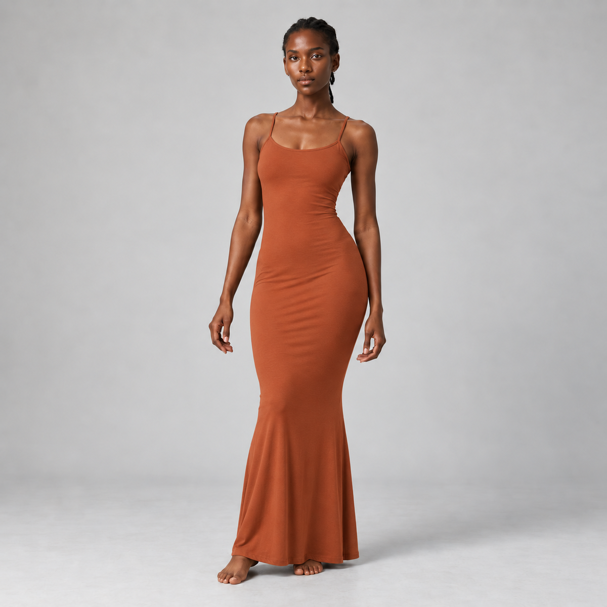 Flute Cami Maxi Dress in Rust