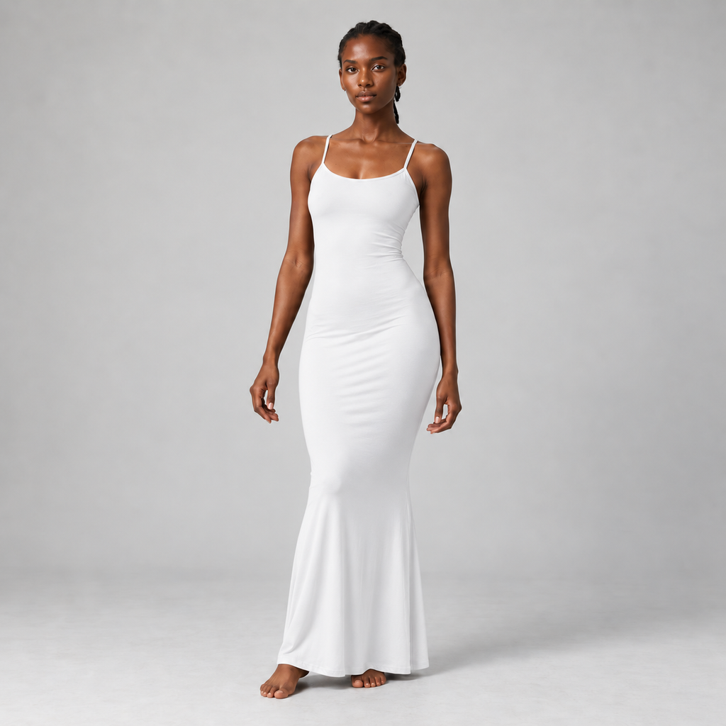 Flute Cami Maxi Dress in White