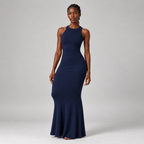 Flute Halter Maxi Dress in Navy