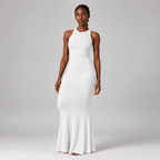 Flute Halter Maxi Dress in White