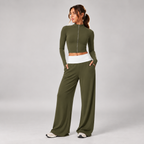 Foldline Zip Set in Olive