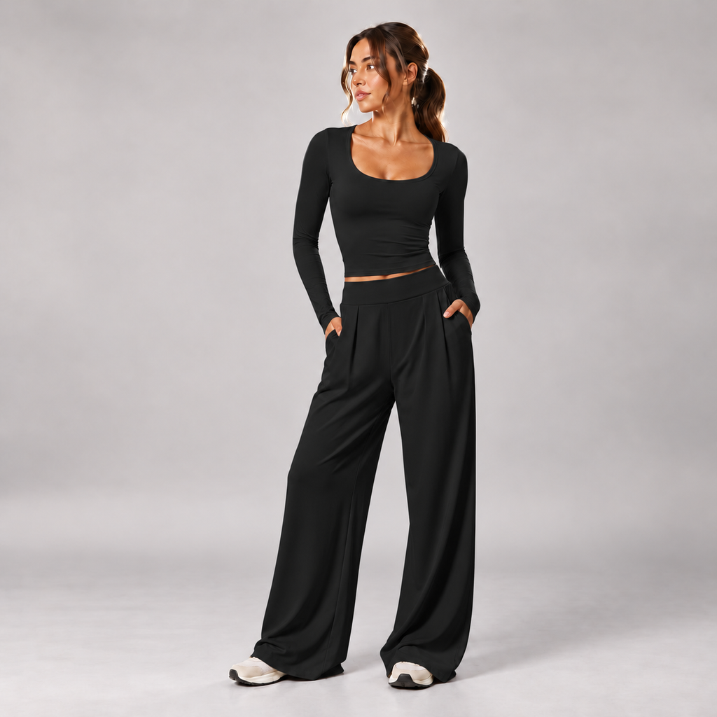 Halcyon Long-Sleeve Set in Black