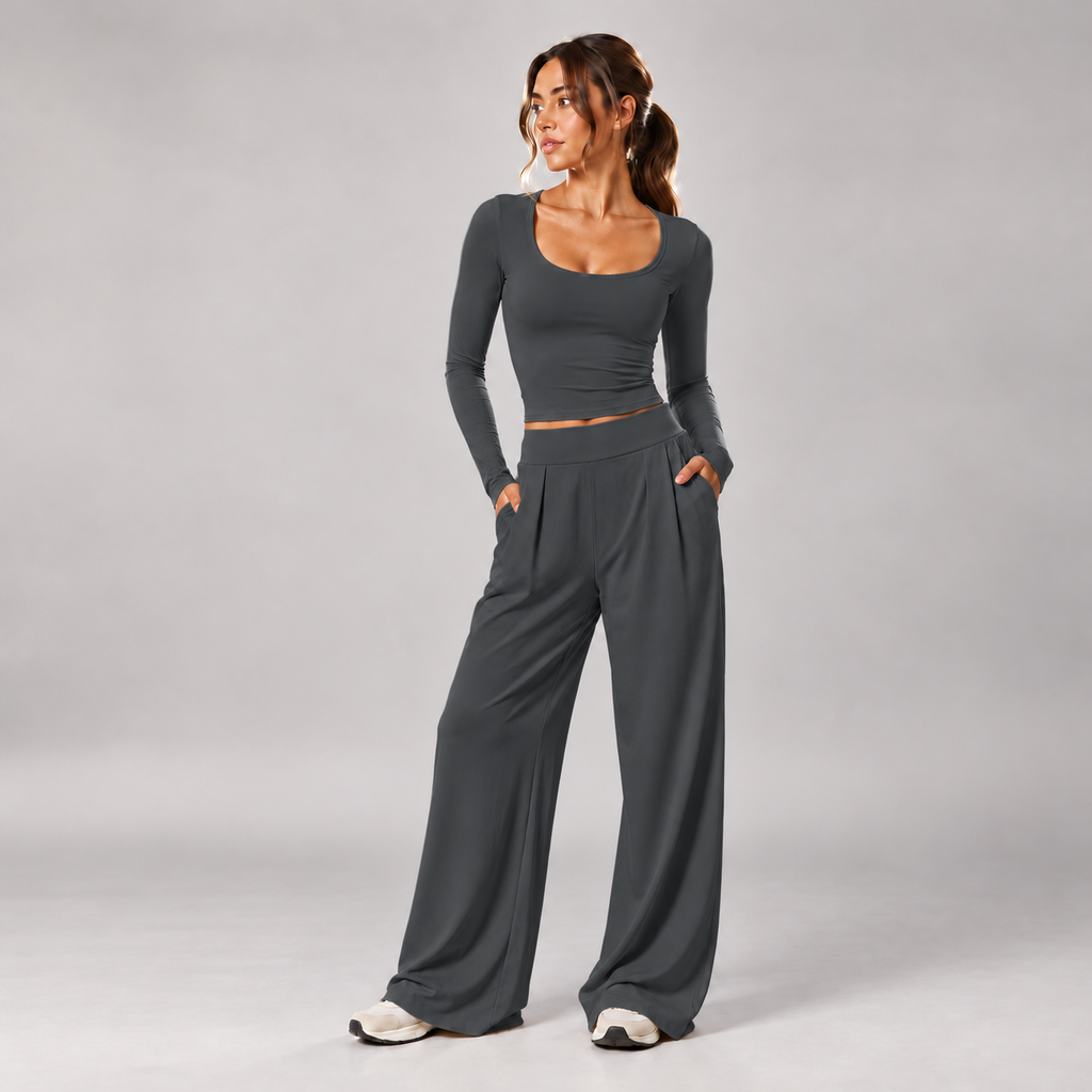 Halcyon Long-Sleeve Set in Charcoal