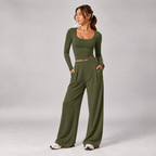 Halcyon Long-Sleeve Set in Olive
