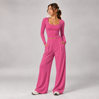 Halcyon Long-Sleeve Set in Raspberry Pink