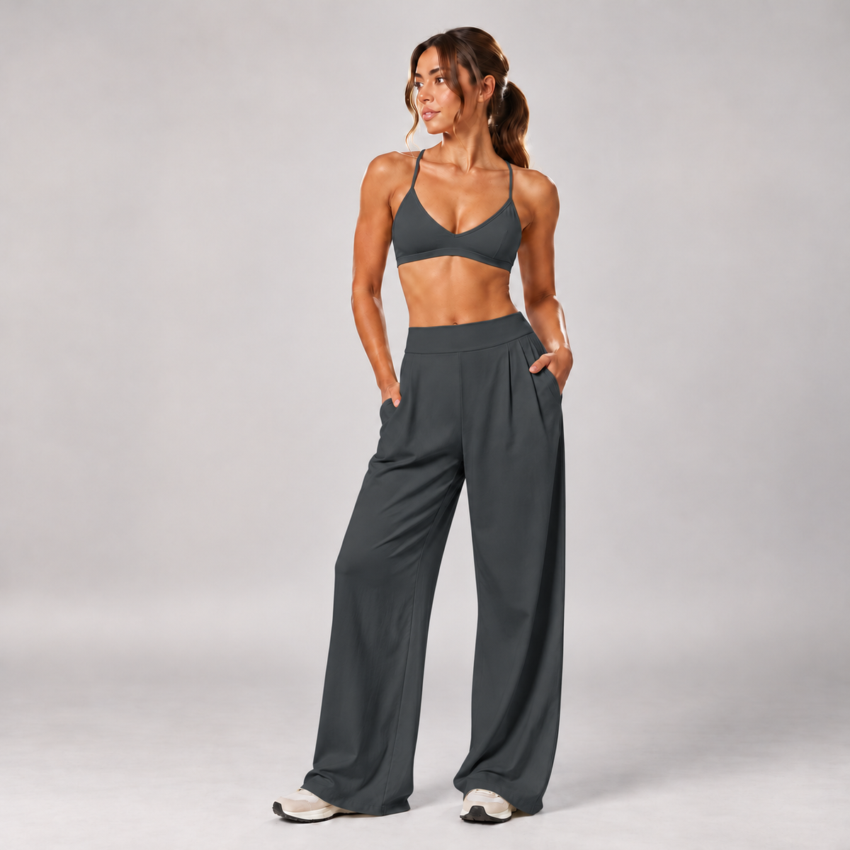 Haven Wide-Leg Set in Charcoal