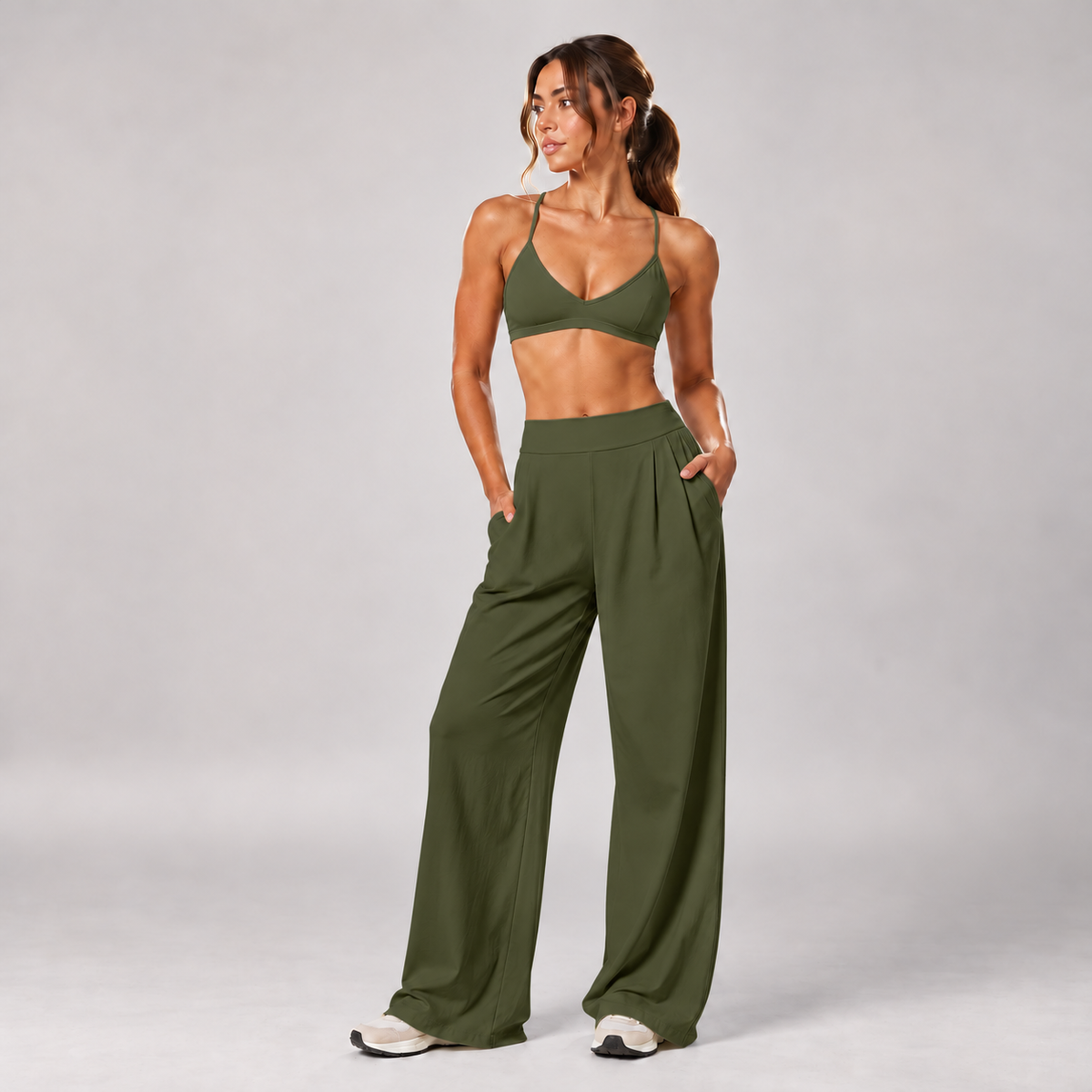Haven Wide-Leg Set in Olive