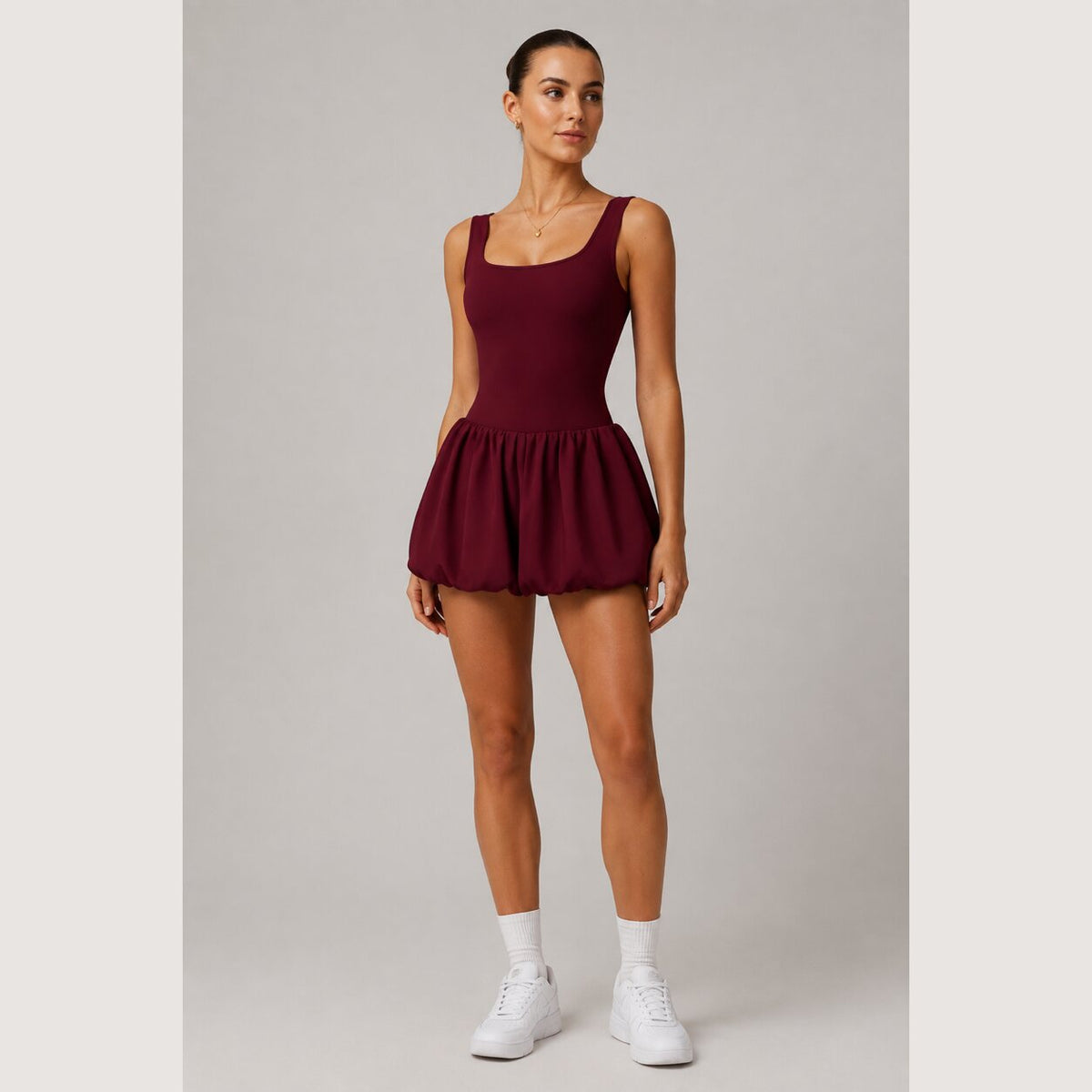 Cloudline Bubble Dress in Burgundy