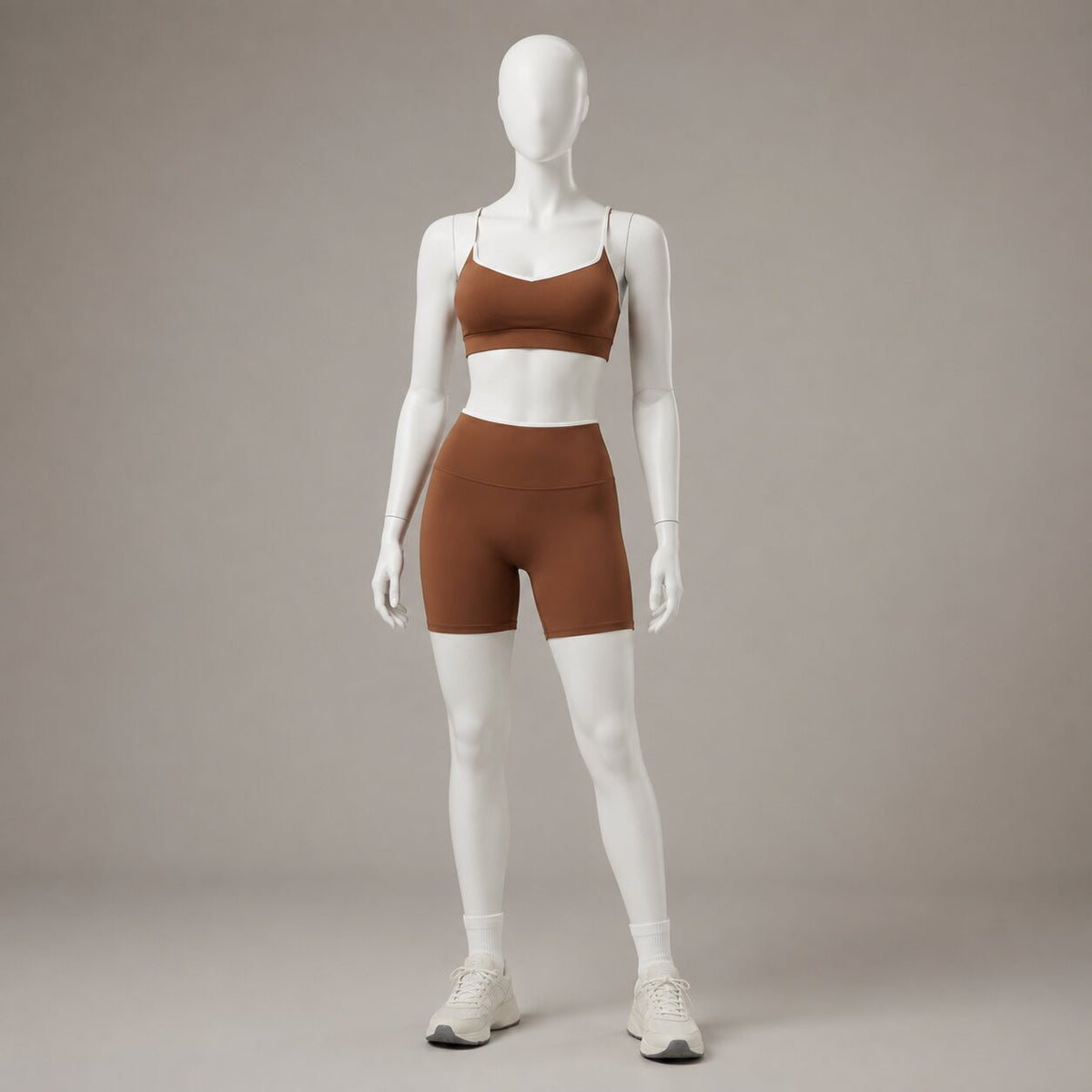 Crossline Short Set in Cinnamon Brown