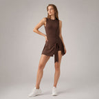 Cutline Tie Dress in Chocolate Brown