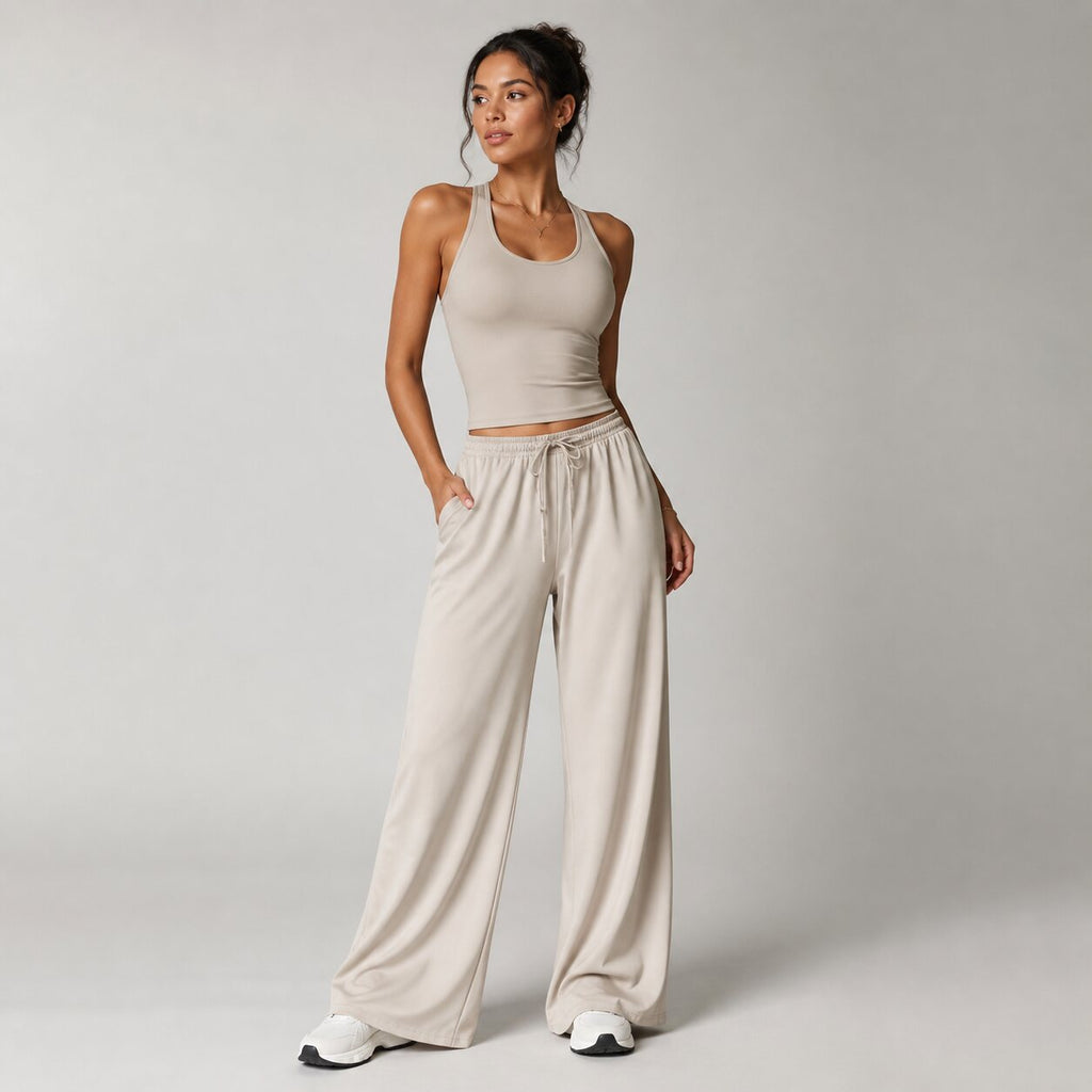 Off-Court Flow Set in Warm Sand Beige
