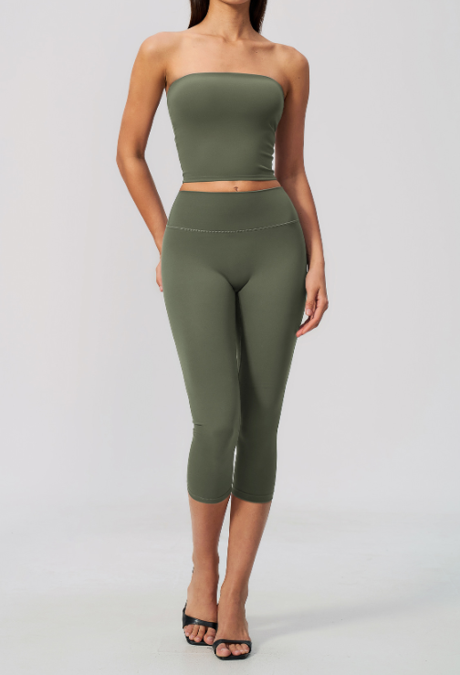 Sunline Bandeau Set in Olive