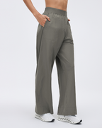 Splitline Wide-Leg Trouser in Sage Grey