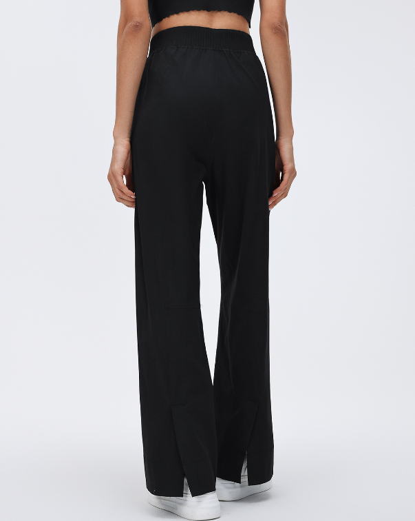 Splitline Wide-Leg Trouser in Black