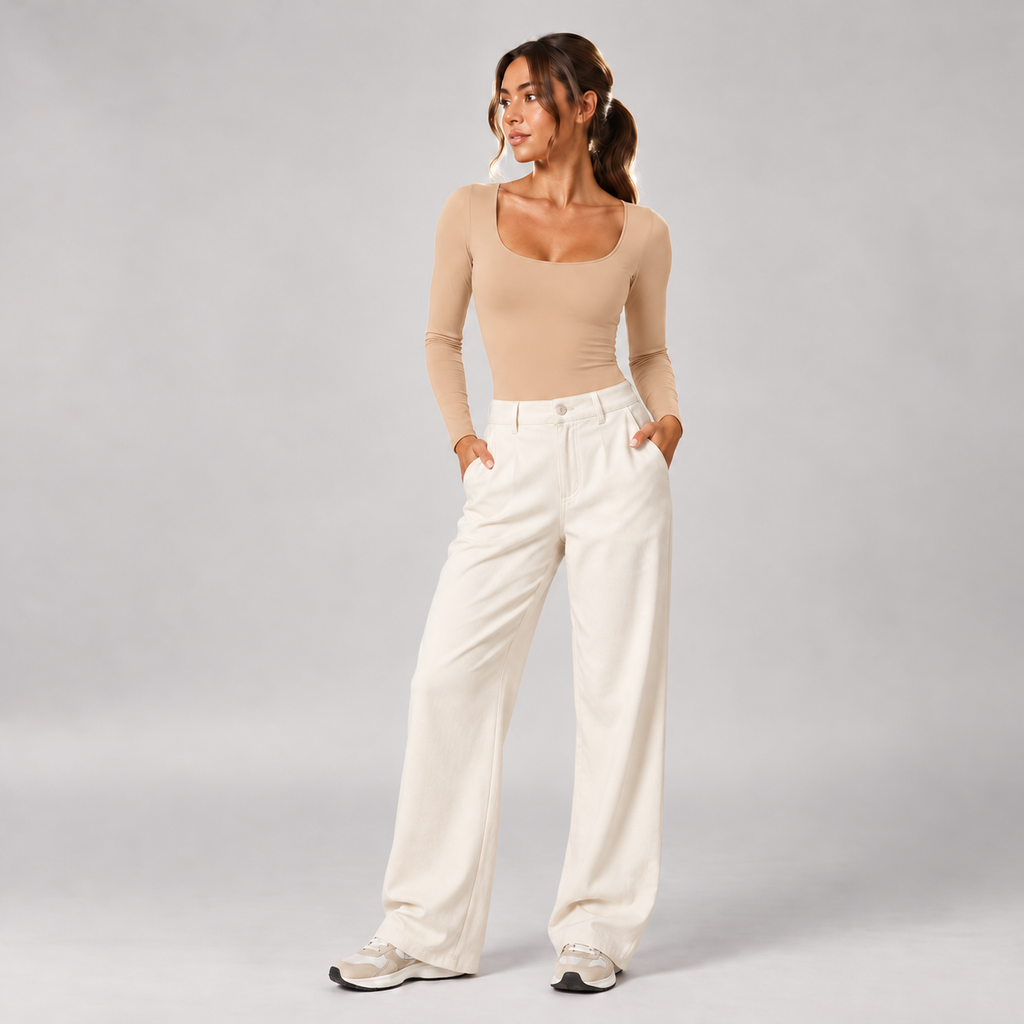 Second Skin Long-Sleeve Bodysuit in Nude